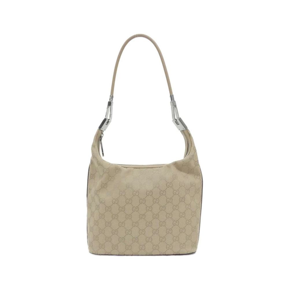 Gucci hobo shoulder bag beige canvas monogram leather White